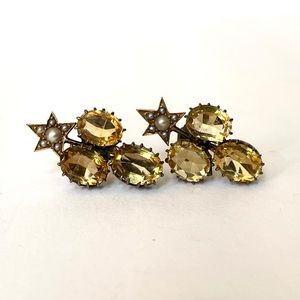 Antique Victorian Haley’s Comet Citrine Screwback Earrings